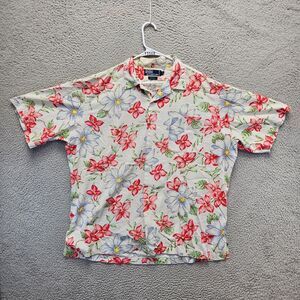 Polo by Ralph Lauren Berkley Shirt Mens Size XL White Red Short Sleeve Button Up